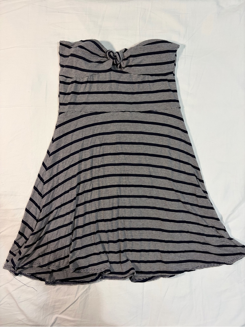 Charlotte Russe Black and Gray Strapless Striped Mini Dress